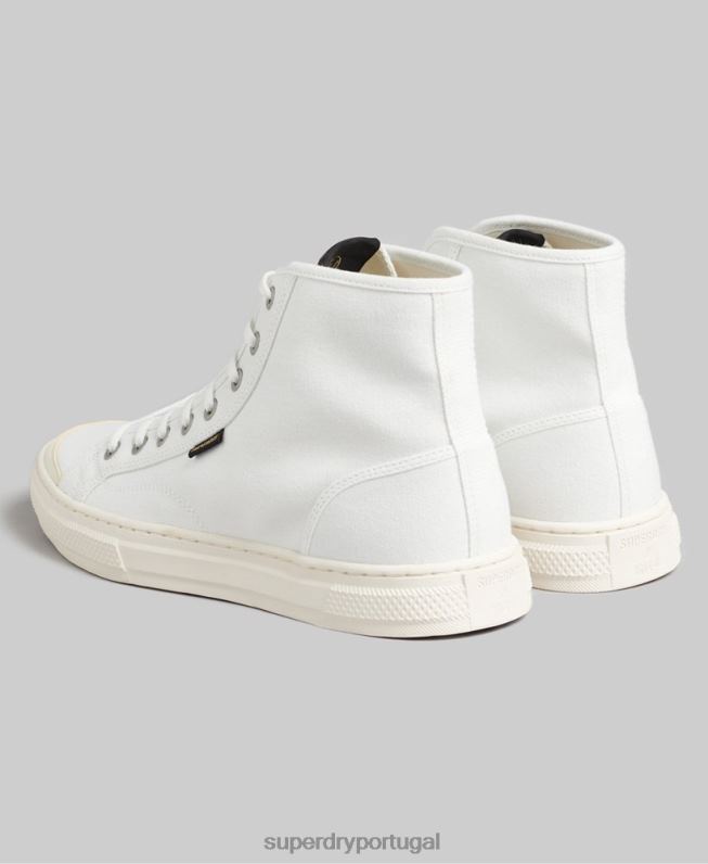 tênis cano alto de lona vegano homens creme sapato Superdry 2208H1898