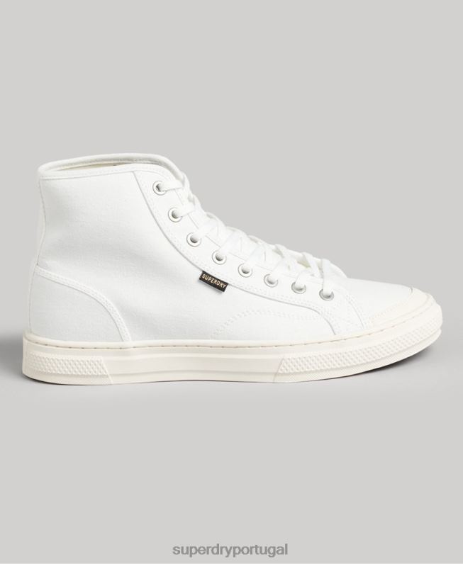 tênis cano alto de lona vegano homens creme sapato Superdry 2208H1898