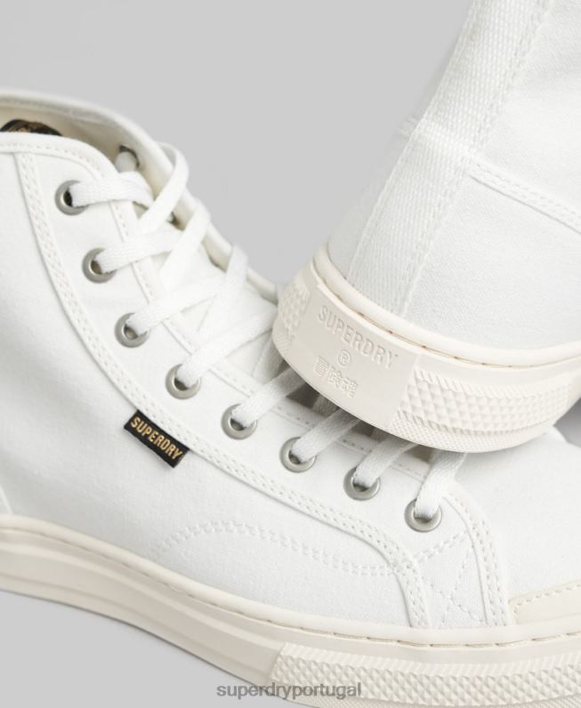 tênis cano alto de lona vegano homens creme sapato Superdry 2208H1898