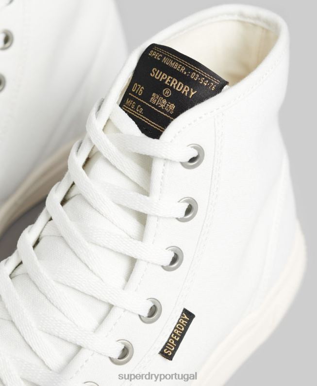 tênis cano alto de lona vegano homens creme sapato Superdry 2208H1898