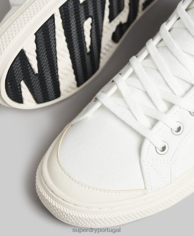 tênis cano alto de lona vegano homens creme sapato Superdry 2208H1898