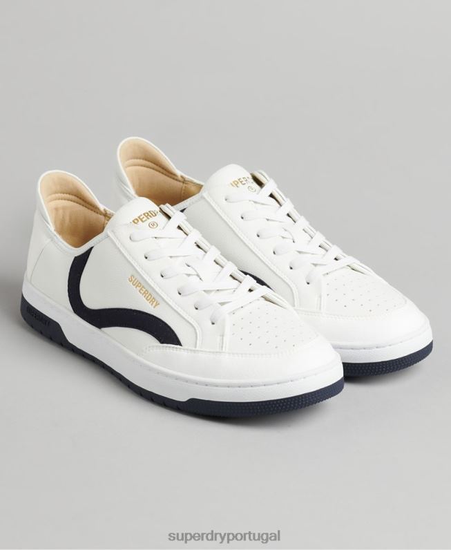 tênis cano baixo com cesta vegana homens branco sapato Superdry 2208H1950