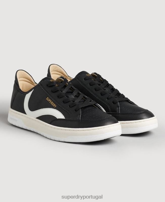 tênis cano baixo com cesta vegana homens preto sapato Superdry 2208H1908
