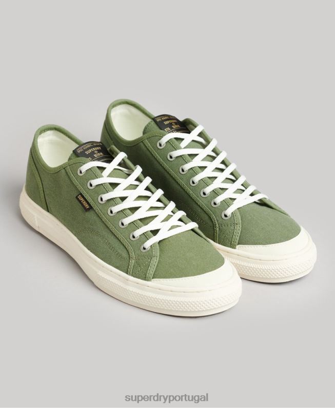 tênis cano baixo de lona vegano homens verde sapato Superdry 2208H1948