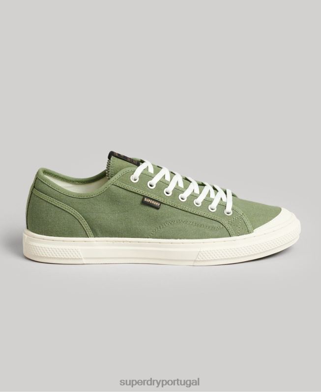 tênis cano baixo de lona vegano homens verde sapato Superdry 2208H1948