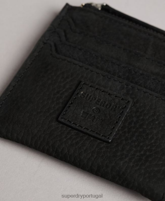 zíper de couro em torno de porta-moedas mulheres preto acessórios Superdry 2208H4315