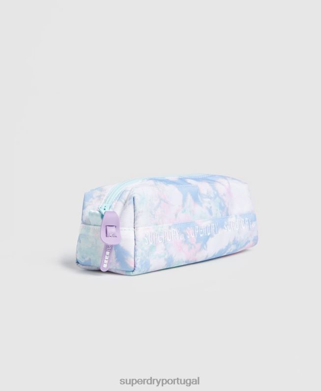estojo de lápis série repetida mulheres azul claro acessórios Superdry 2208H6708