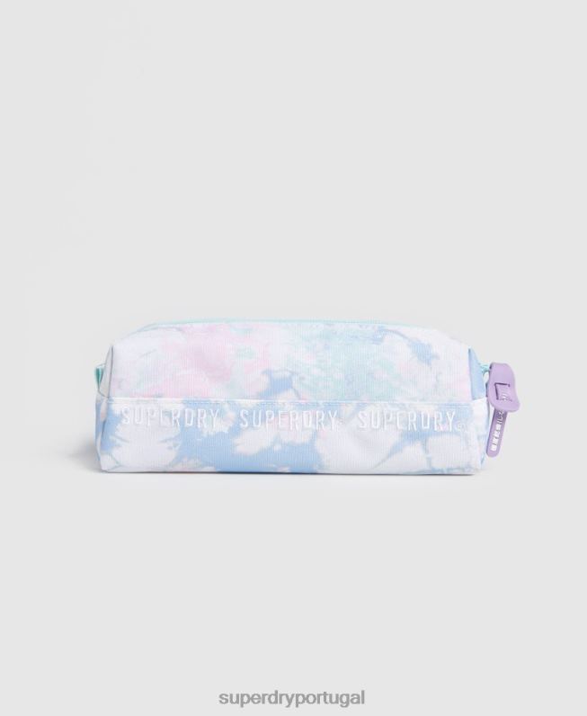 estojo de lápis série repetida mulheres azul claro acessórios Superdry 2208H6708