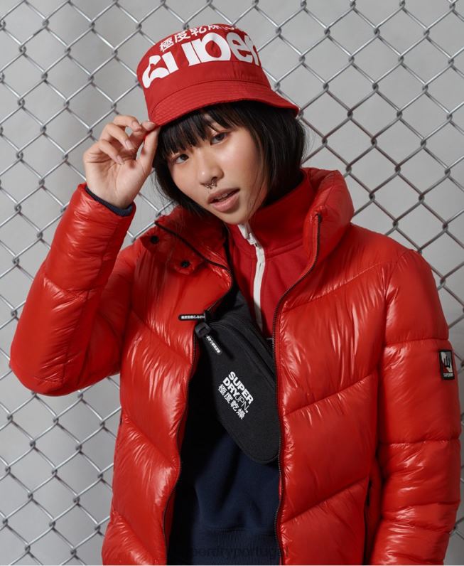 chapéu de balde de logotipo mulheres vermelho acessórios Superdry 2208H4328