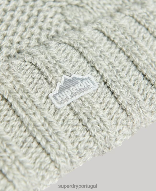gorro bobble de malha de cabo mulheres cinza claro acessórios Superdry 2208H4256