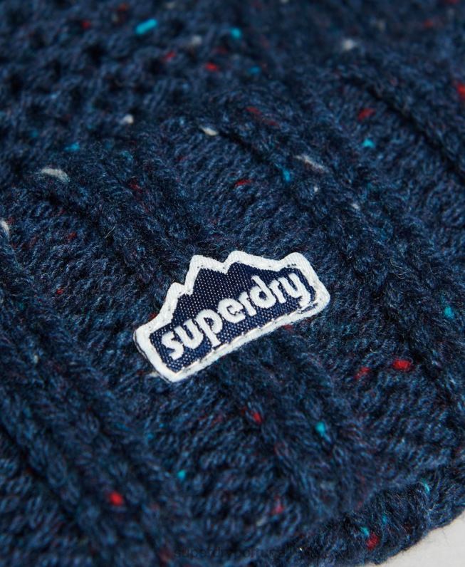 gorro bobble de malha de cabo mulheres marinha acessórios Superdry 2208H4257