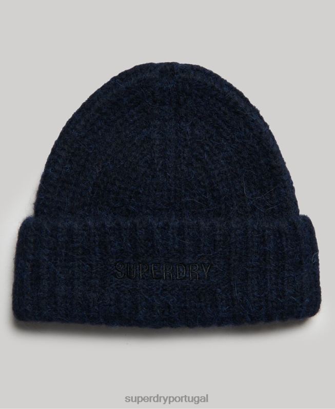 gorro canelado essencial mulheres marinha acessórios Superdry 2208H4237