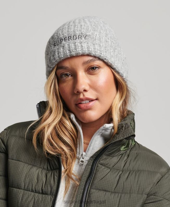 gorro canelado essencial mulheres prata acessórios Superdry 2208H4238