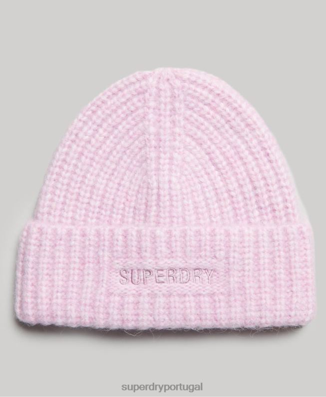gorro canelado essencial mulheres rosa acessórios Superdry 2208H4224