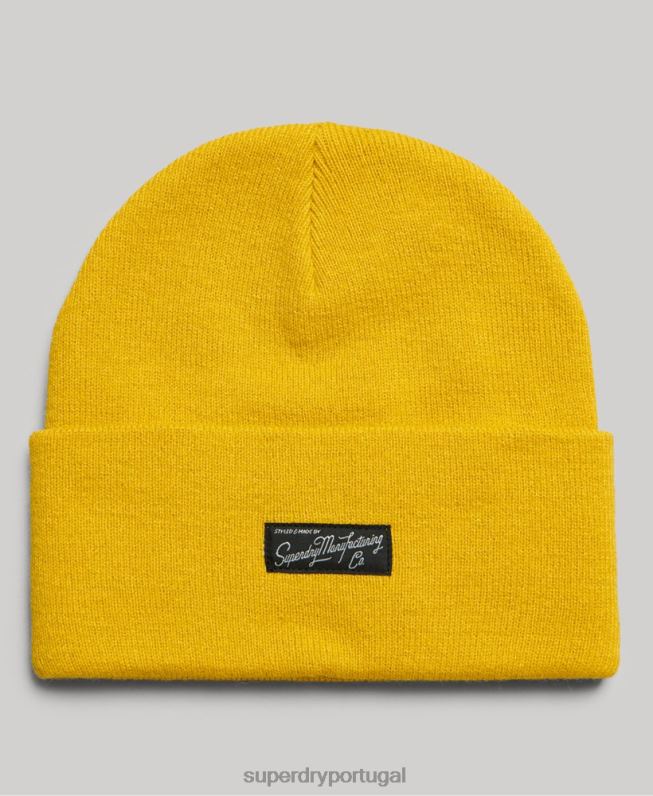 gorro com logotipo essencial mulheres amarelo acessórios Superdry 2208H1682