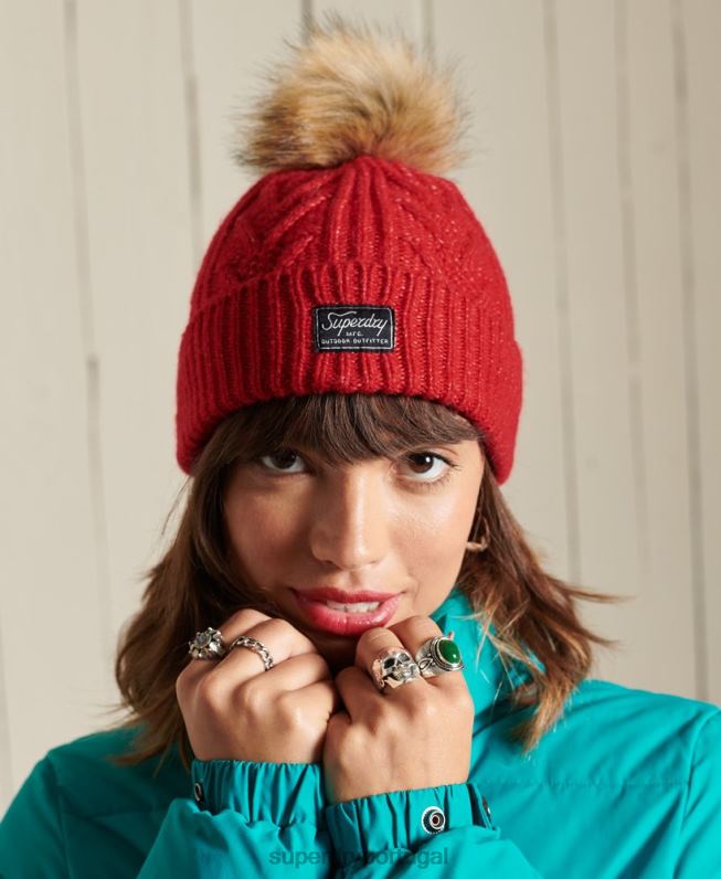 gorro de cabo lux mulheres vermelho acessórios Superdry 2208H4294