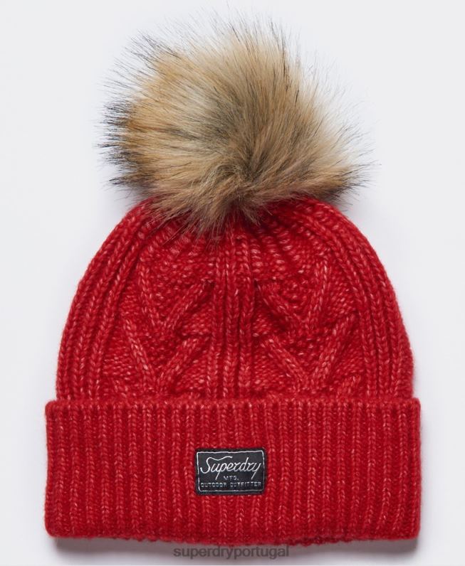 gorro de cabo lux mulheres vermelho acessórios Superdry 2208H4294