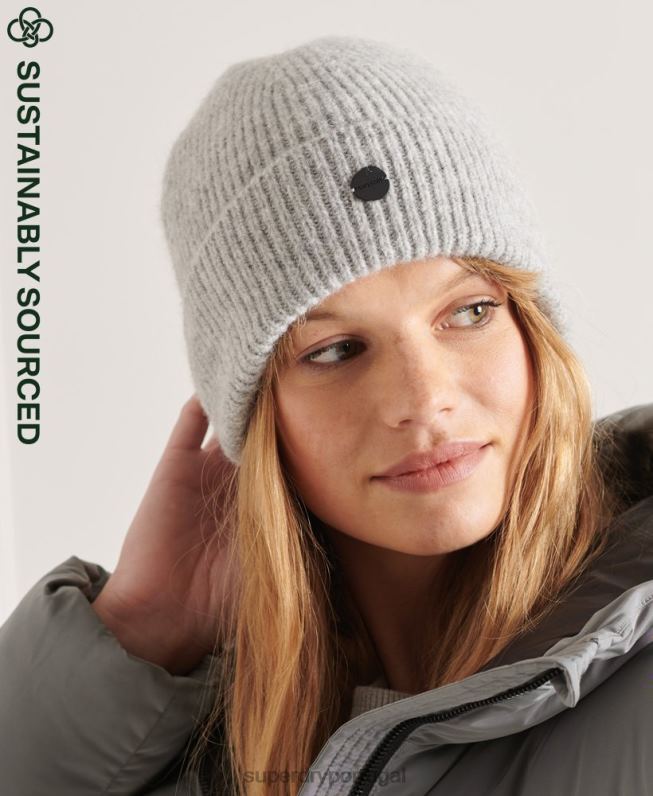 gorro de luxo mulheres cinza claro acessórios Superdry 2208H6611