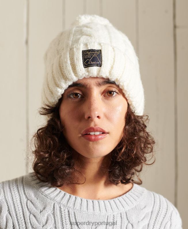 gorro de tweed mulheres branco acessórios Superdry 2208H4295