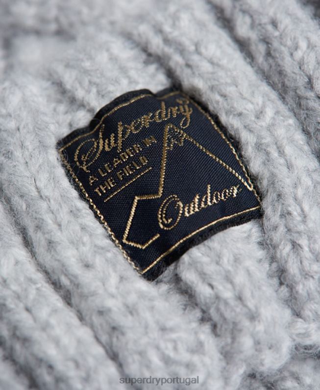 gorro de tweed mulheres cinza claro acessórios Superdry 2208H4296