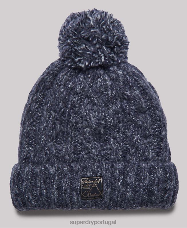 gorro de tweed mulheres marinha acessórios Superdry 2208H4293