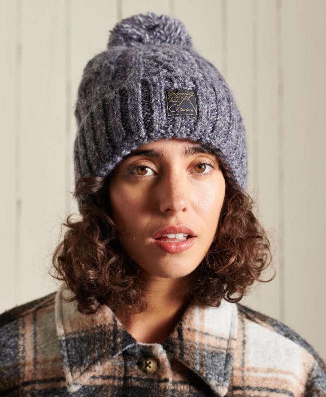 gorro de tweed mulheres marinha acessórios Superdry 2208H4293