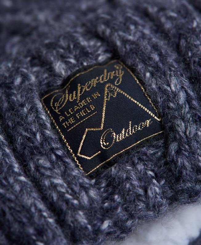 gorro de tweed mulheres marinha acessórios Superdry 2208H4293