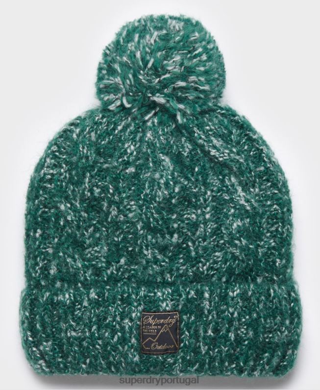 gorro de tweed mulheres verde acessórios Superdry 2208H4312