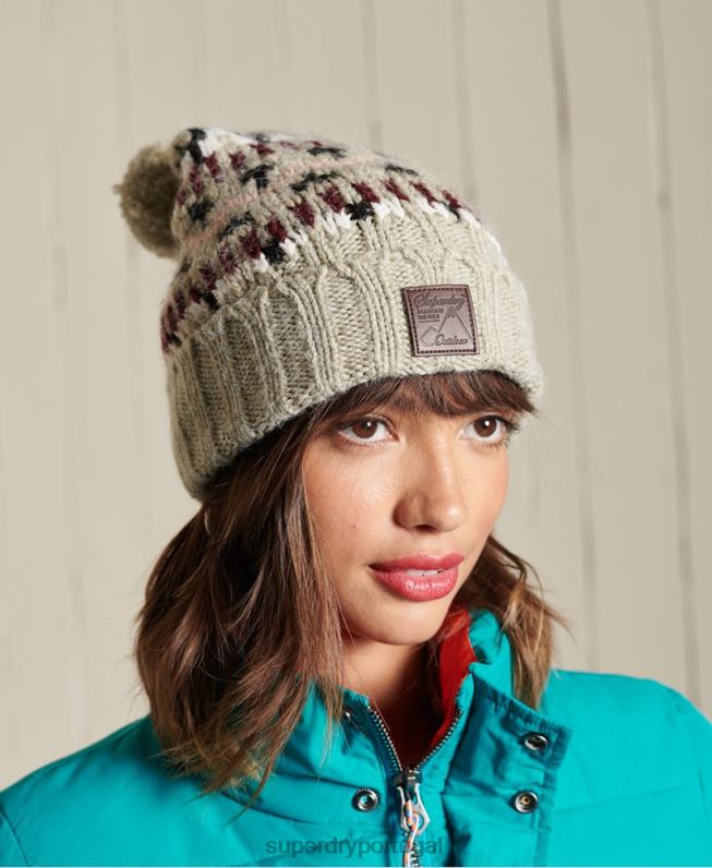 gorro intarsia mulheres bege acessórios Superdry 2208H4311