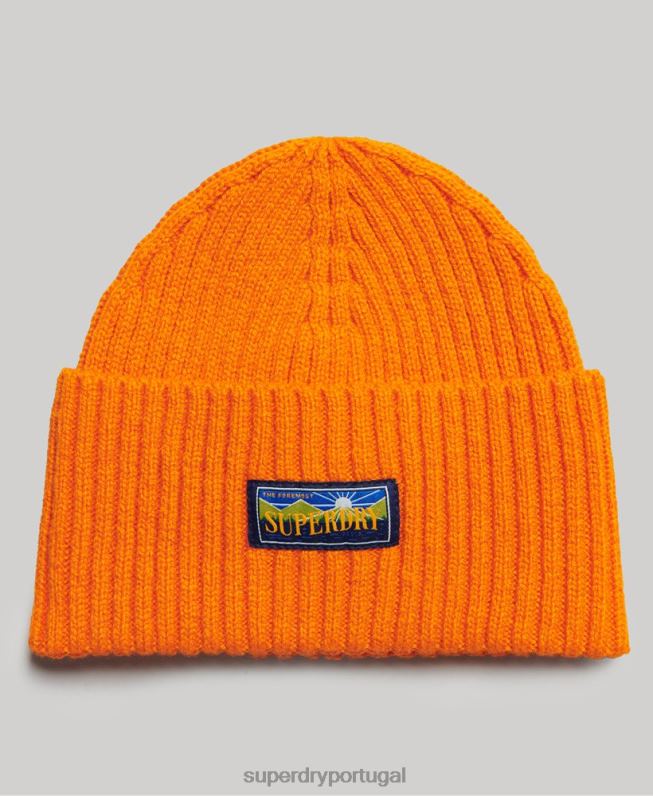 gorro radar de mistura de lã mulheres laranja acessórios Superdry 2208H4245
