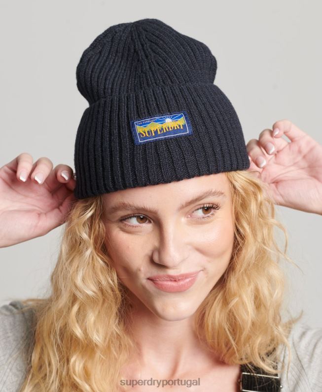 gorro radar de mistura de lã mulheres marinha acessórios Superdry 2208H1694