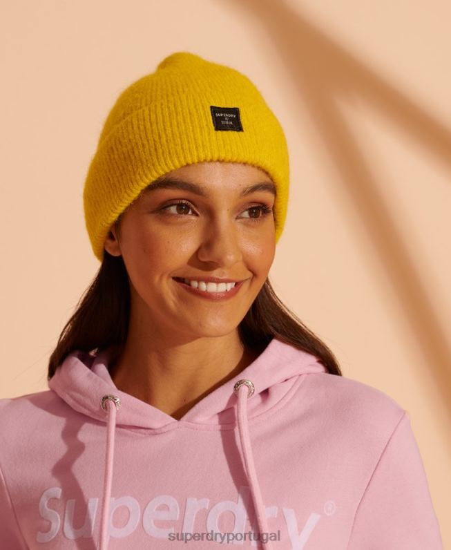 gorro super luxo mulheres amarelo acessórios Superdry 2208H4318