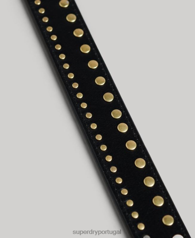 cinto de couro ocidental mulheres preto acessórios Superdry 2208H4216