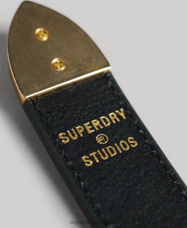 cinto de couro ocidental mulheres preto acessórios Superdry 2208H4216