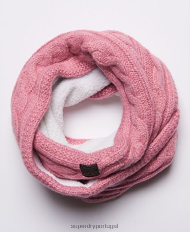laço de cabo de tweed mulheres rosa acessórios Superdry 2208H4308