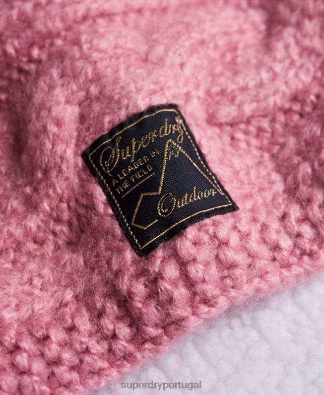 laço de cabo de tweed mulheres rosa acessórios Superdry 2208H4308
