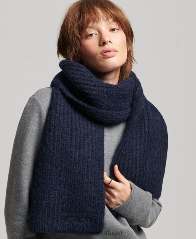 lenço com nervuras essencial mulheres marinha acessórios Superdry 2208H4241