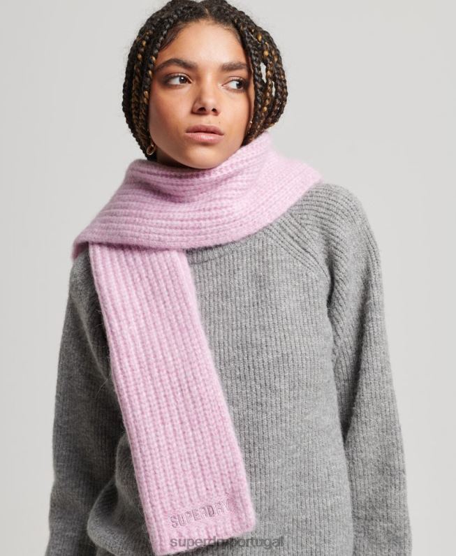 lenço com nervuras essencial mulheres rosa acessórios Superdry 2208H4242