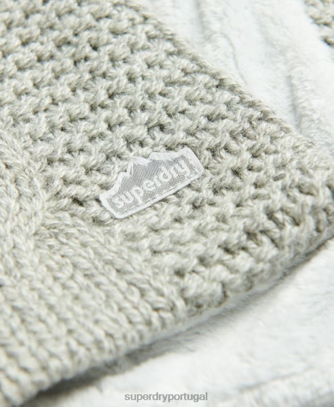 lenço de tricô mulheres cinza claro acessórios Superdry 2208H4250