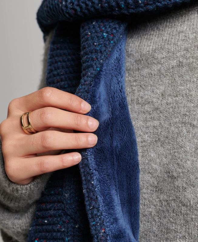 lenço de tricô mulheres marinha acessórios Superdry 2208H4251