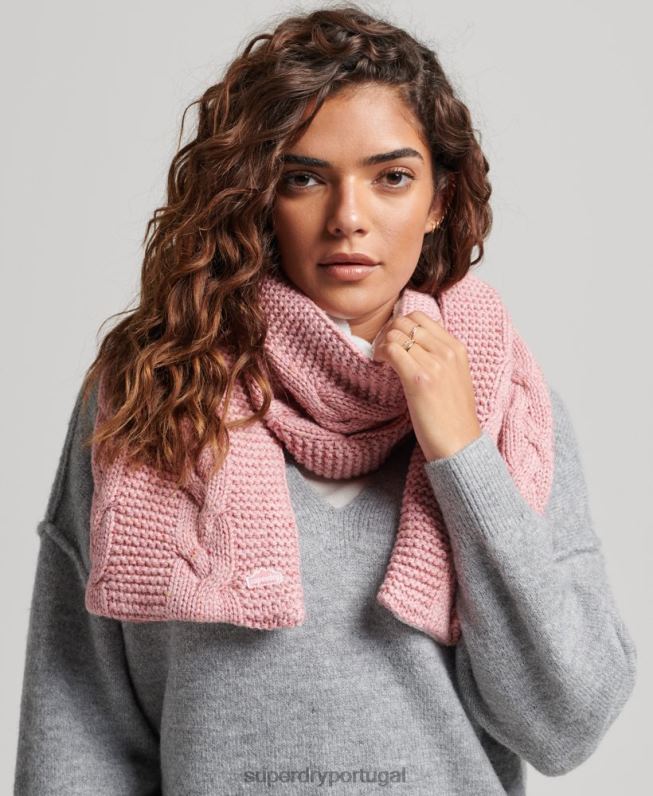 lenço de tricô mulheres rosa acessórios Superdry 2208H4252