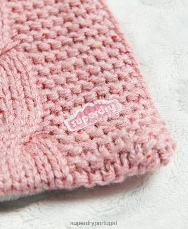 lenço de tricô mulheres rosa acessórios Superdry 2208H4252