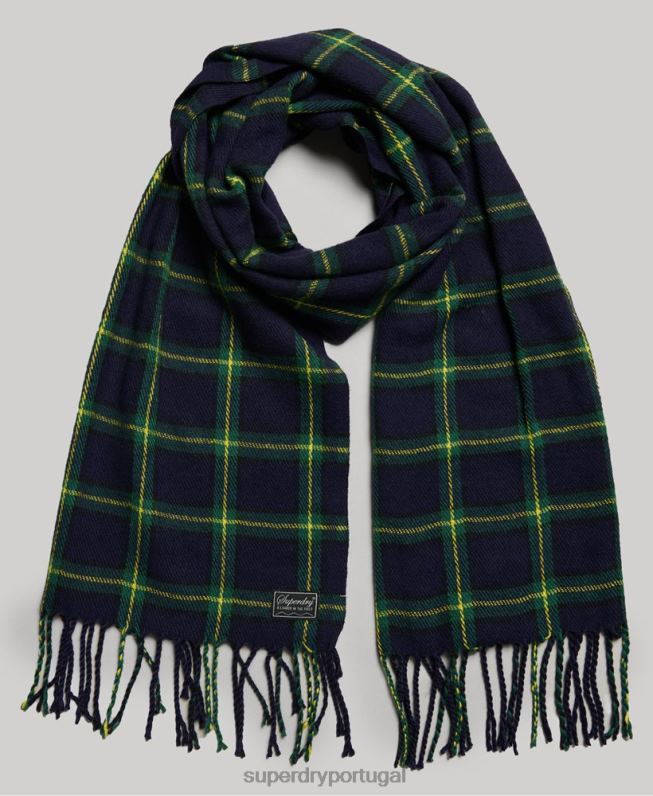 lenço xadrez vintage mulheres marinha acessórios Superdry 2208H4239