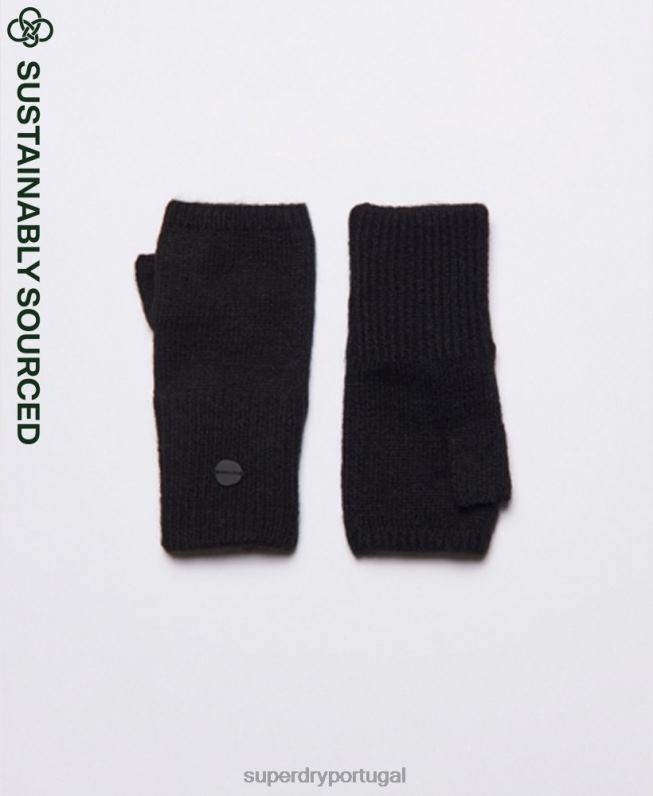 luva meia luva studios luxe mulheres preto acessórios Superdry 2208H4285