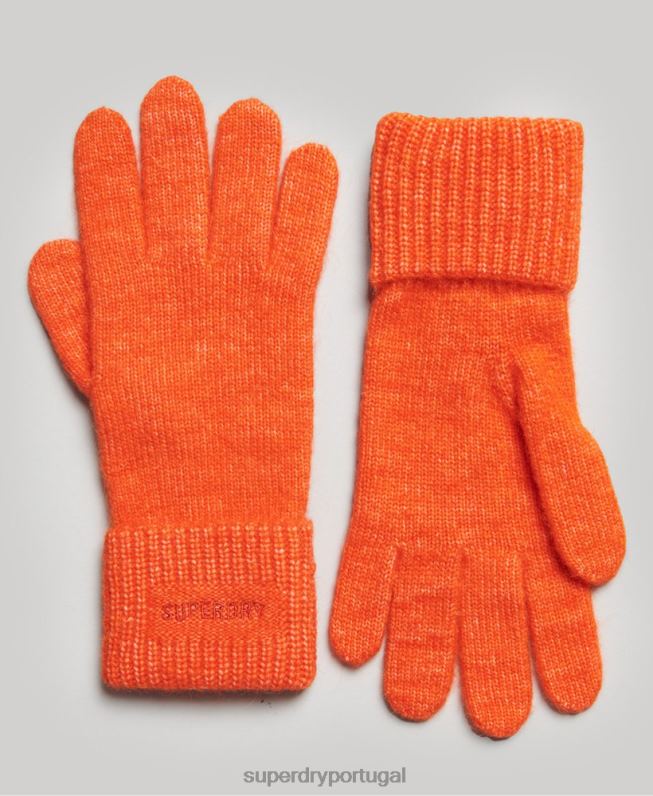 luvas com nervuras essenciais mulheres laranja acessórios Superdry 2208H4271