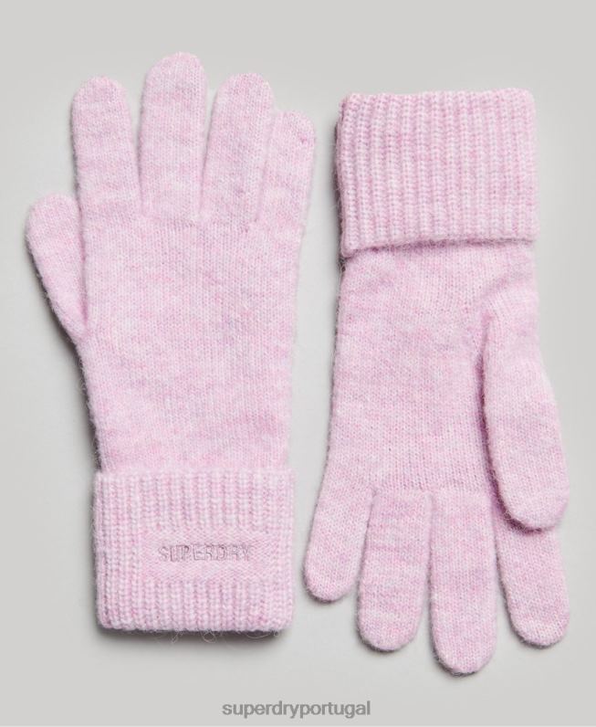 luvas com nervuras essenciais mulheres rosa acessórios Superdry 2208H4270