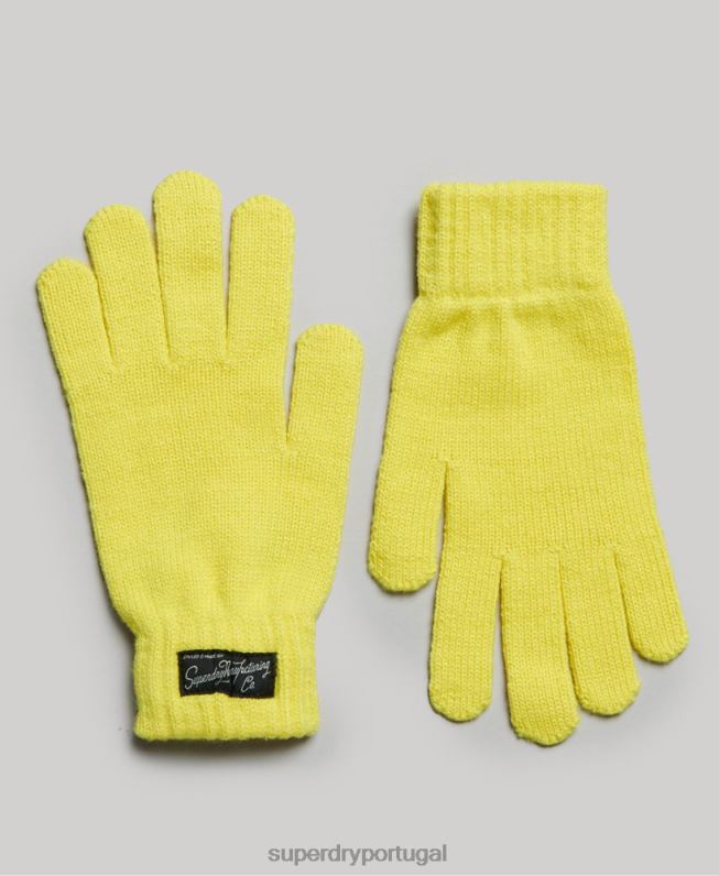 luvas de logotipo essenciais mulheres amarelo acessórios Superdry 2208H1698