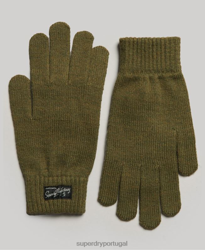 luvas de logotipo essenciais mulheres caqui acessórios Superdry 2208H1699