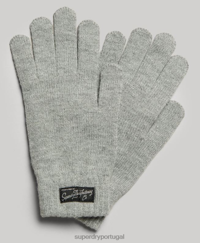 luvas de logotipo essenciais mulheres cinza acessórios Superdry 2208H1700