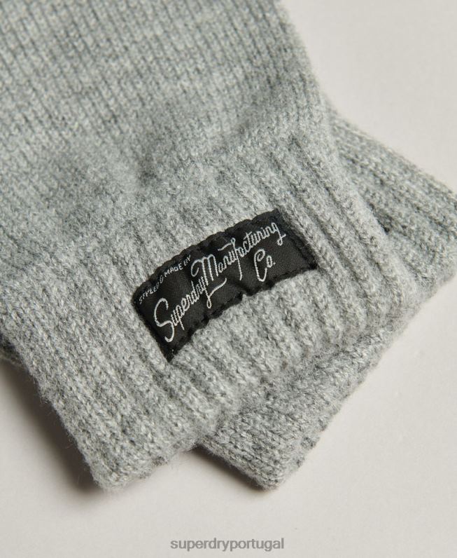 luvas de logotipo essenciais mulheres cinza acessórios Superdry 2208H1700